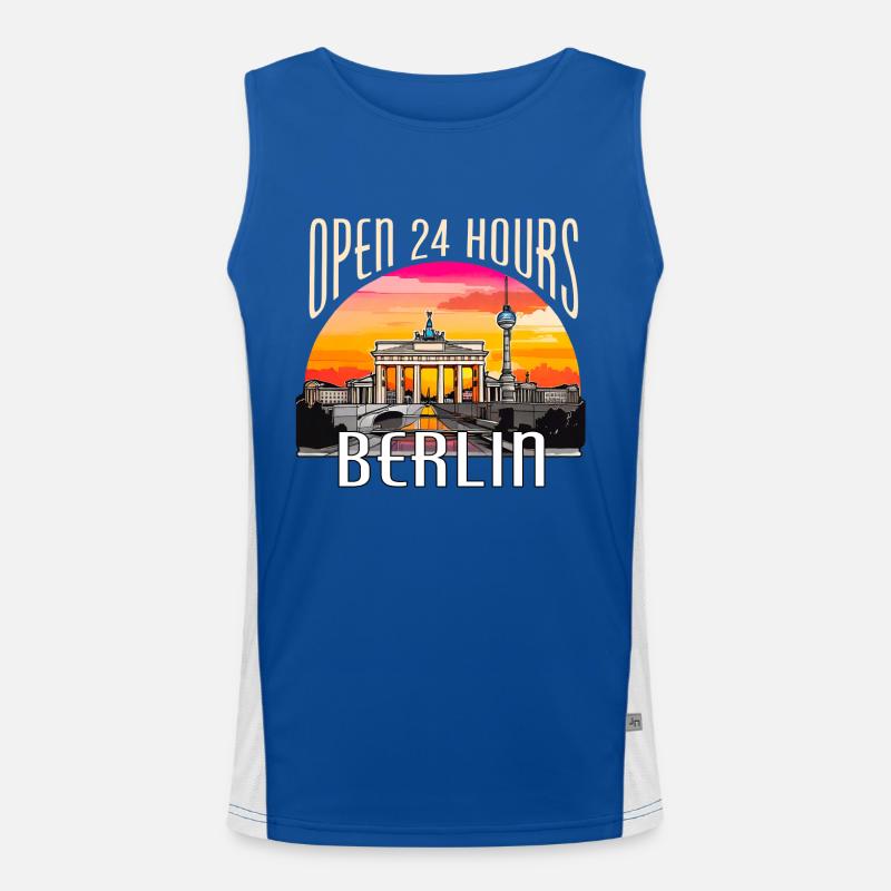 Berlin - open 24 hours - Men's Functional Contrast Tank Top  - royal/white