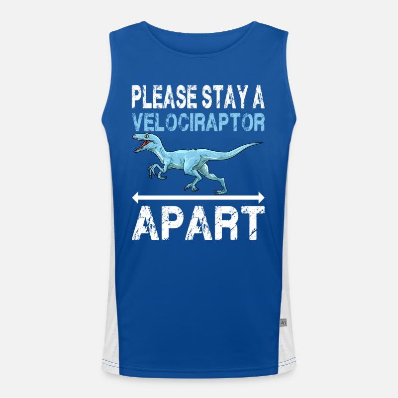 Bitte einen Velociraptor Abstand halten Funktionelles Kontrast-Tank Top für Männer 