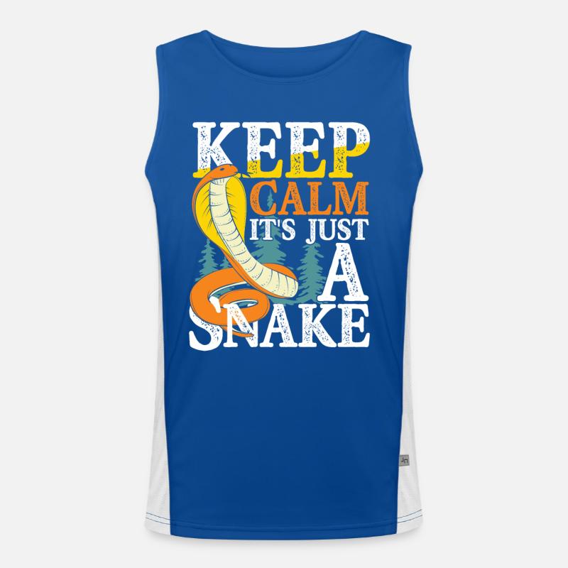 Keep Calm It's Just A Snake Funktionelles Kontrast-Tank Top für Männer 