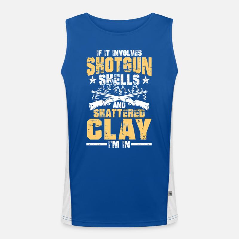 If It Involves Shotgun Shells And Shattered Clay Funktionelles Kontrast-Tank Top für Männer 