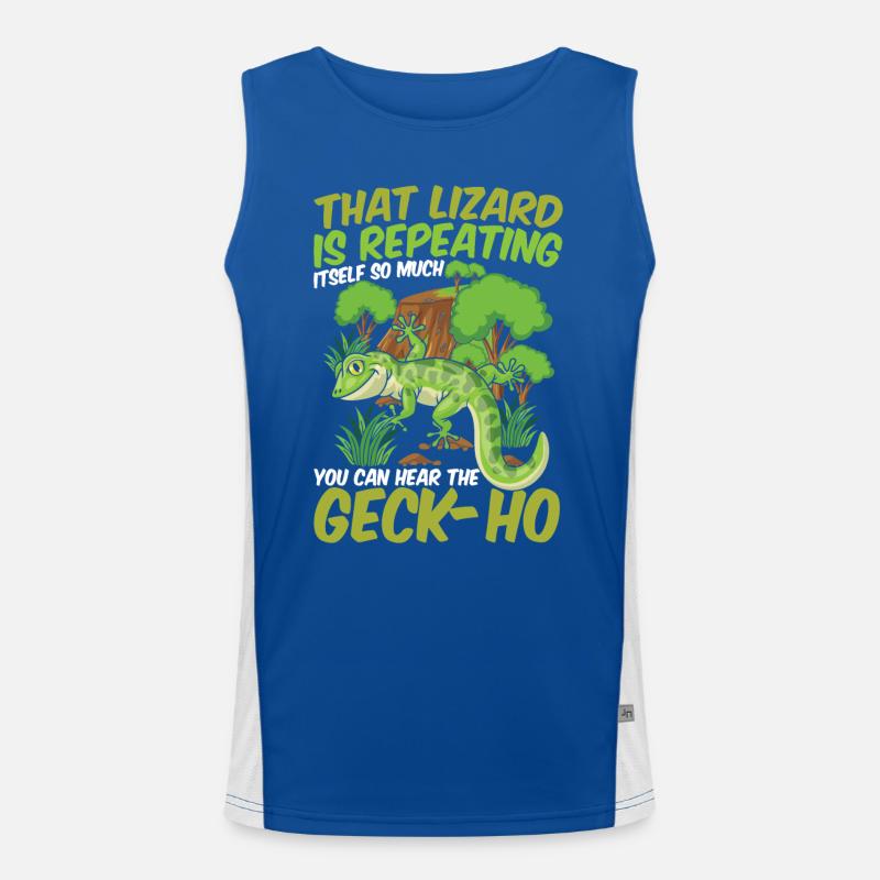 Lizard Is Repeating Itself So Much You Can Hear Funktionelles Kontrast-Tank Top für Männer 
