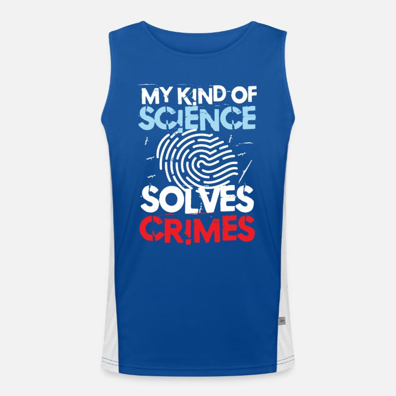 My Kind Of Science Solves Crimes Funktionelles Kontrast-Tank Top für Männer 