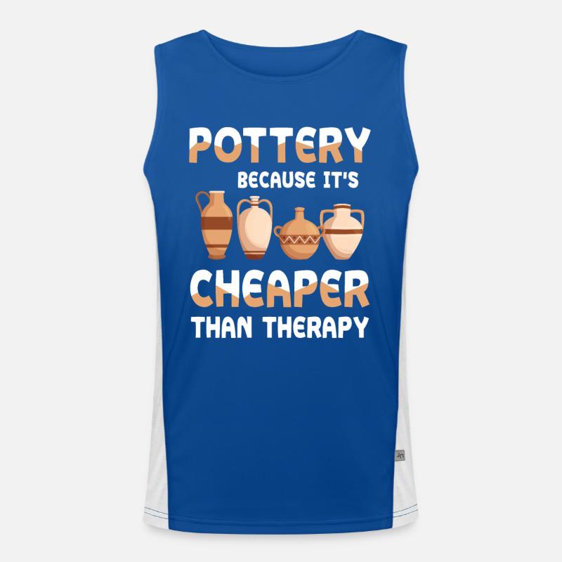 Pottery Because It's Cheaper Than Therapy Funktionelles Kontrast-Tank Top für Männer 