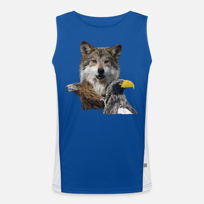 Wolf and Eagles - Men's Functional Contrast Tank Top  - royal/white