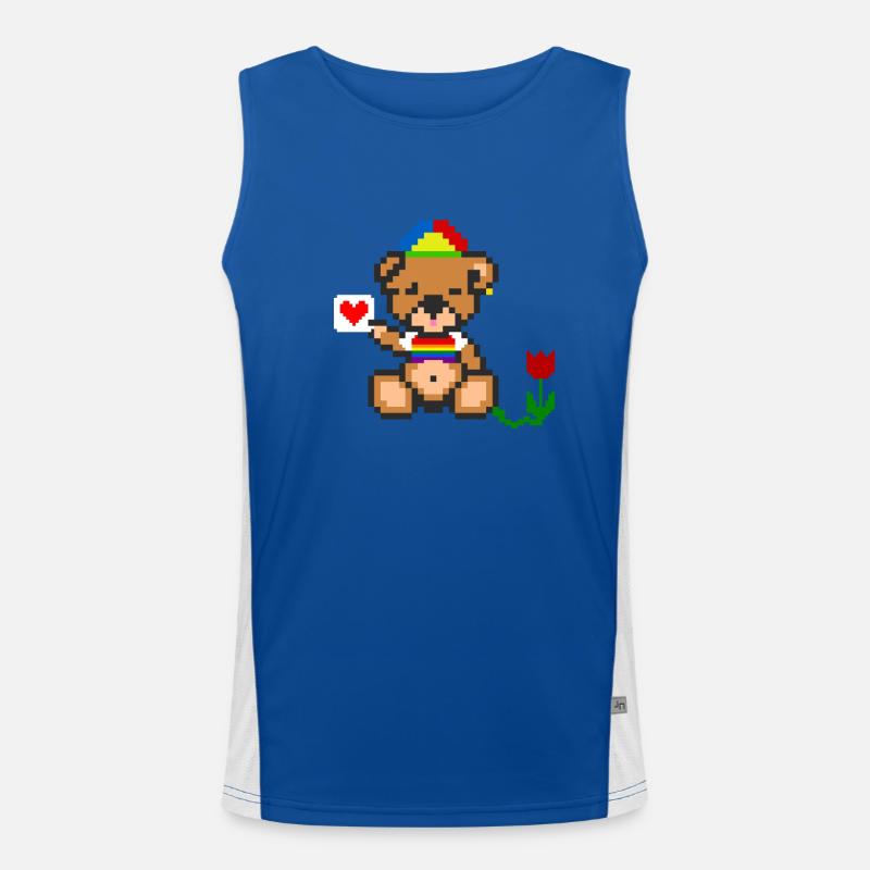 Pixel Bear Pride - Men's Functional Contrast Tank Top  - royal/white