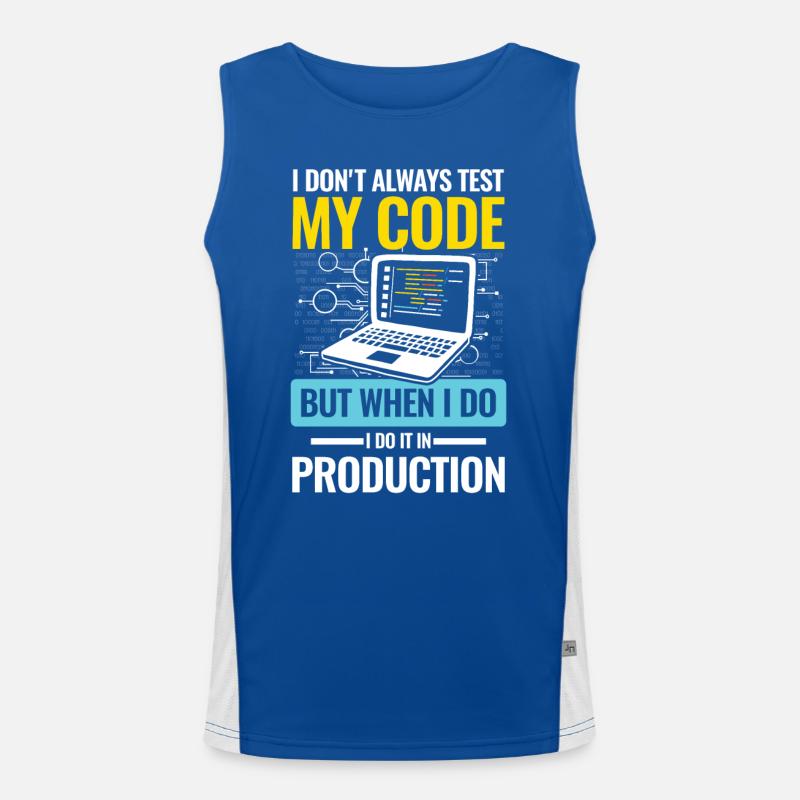 I Don't Always Test My Code I do It In Production Funktionelles Kontrast-Tank Top für Männer 
