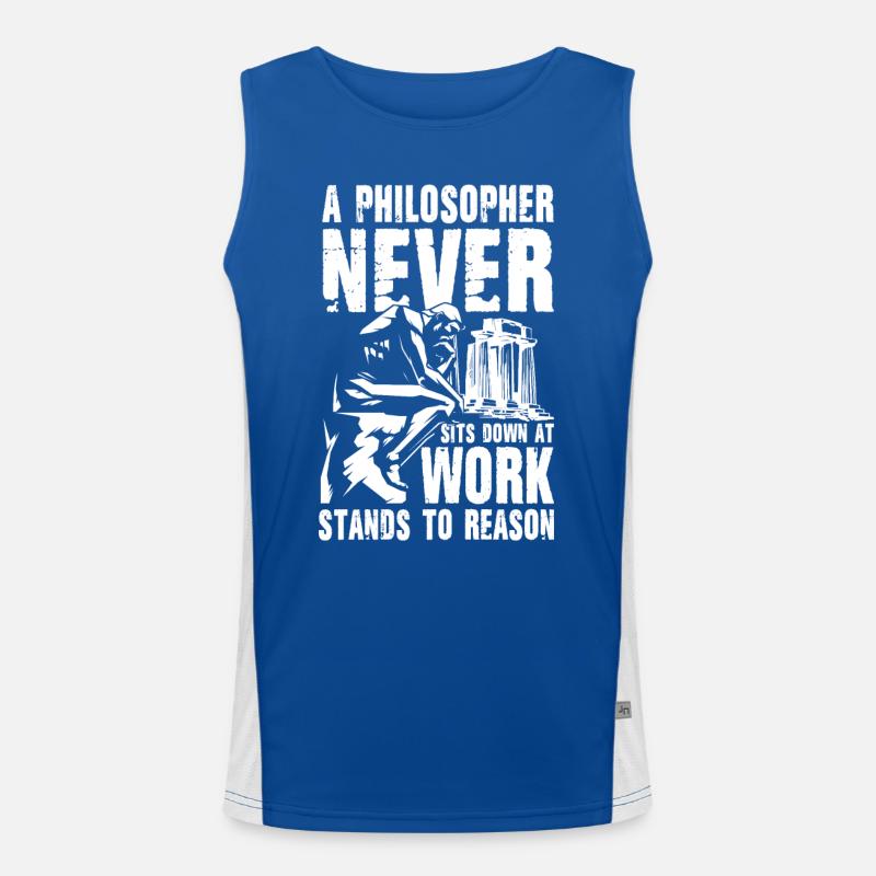 A Philosopher Never Sits Down at Work Funktionelles Kontrast-Tank Top für Männer 