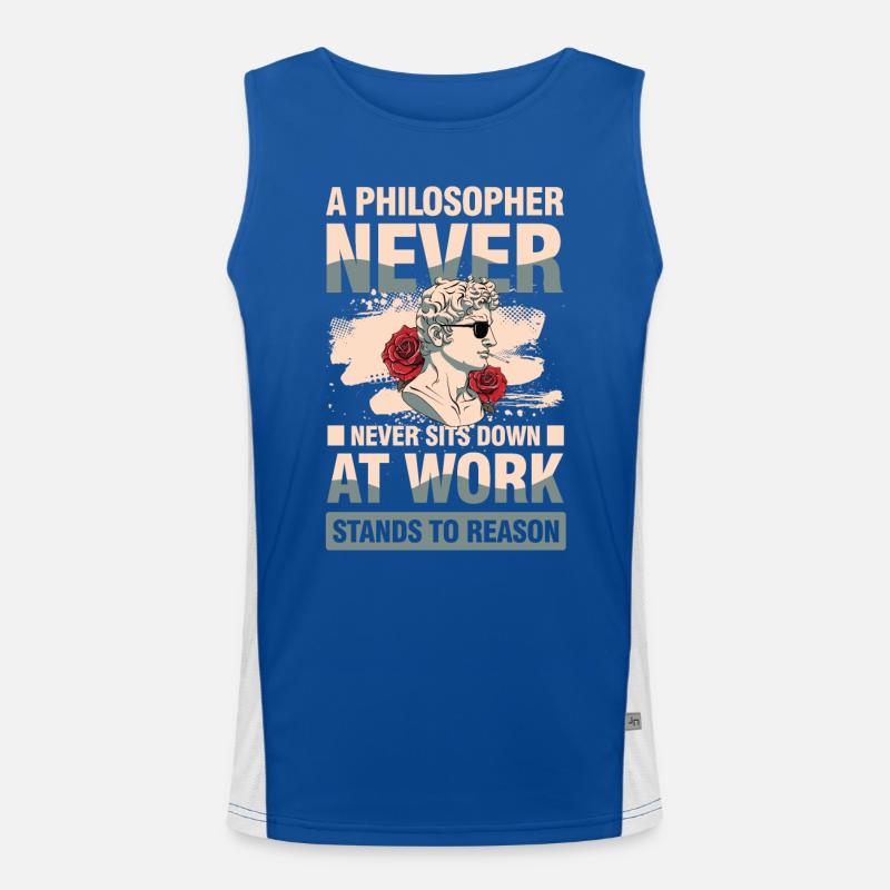 A Philosopher Never Sits Down at Work Funktionelles Kontrast-Tank Top für Männer 