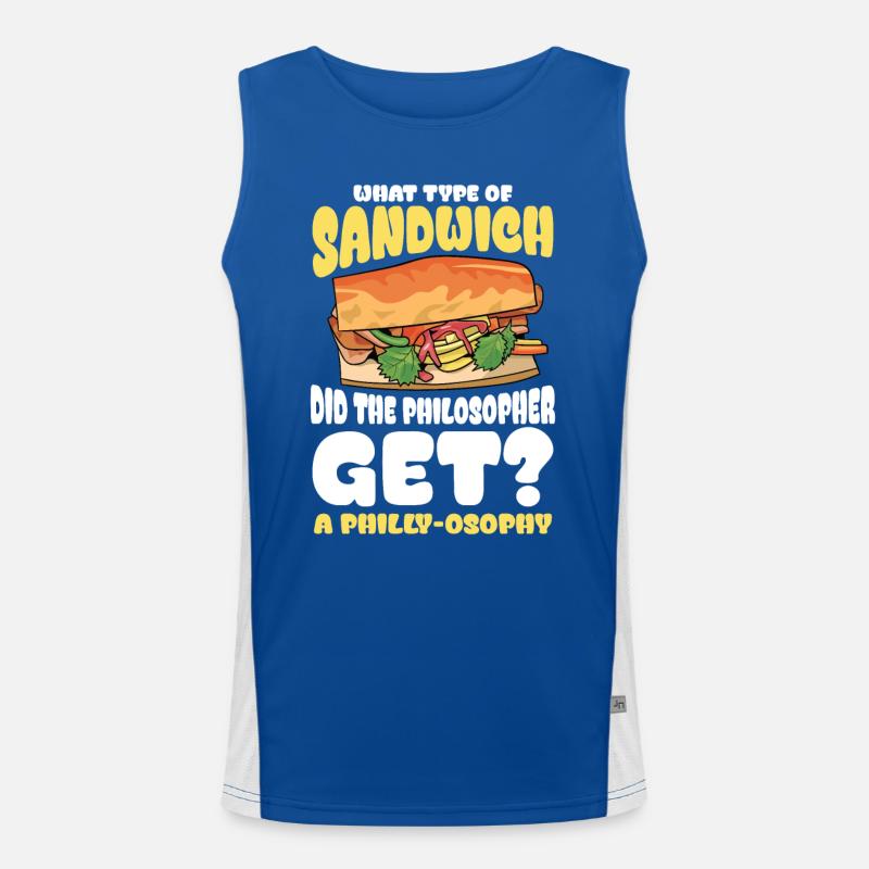 Sandwich Did The Philosopher Get A Philly-osophy Funktionelles Kontrast-Tank Top für Männer 