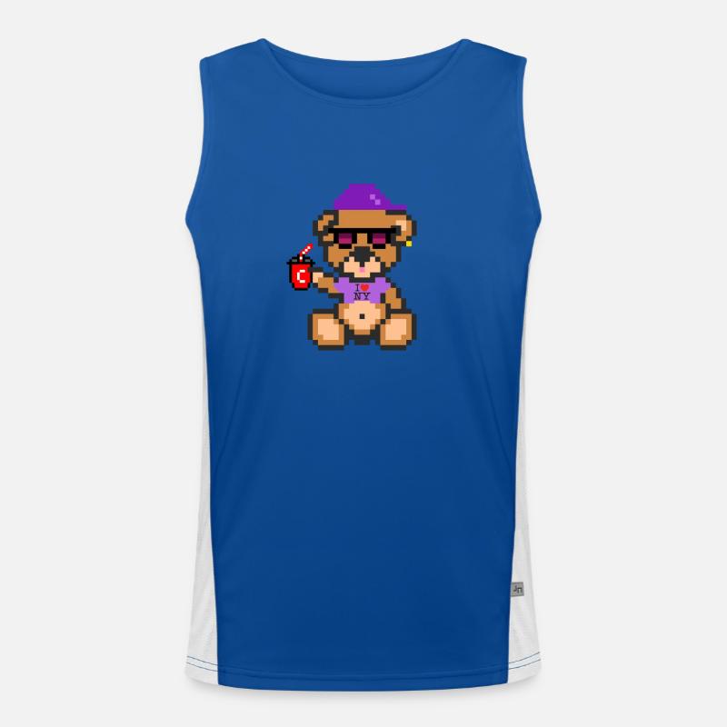Pixel Bär Cool Funktionelles Kontrast-Tank Top für Männer 