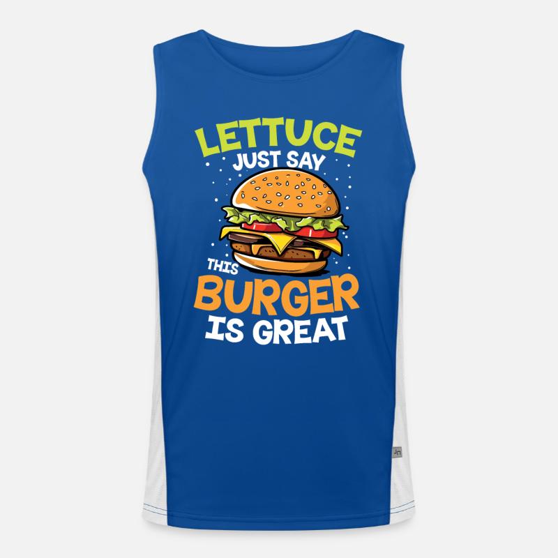 Lettuce Just Say This Burger Is Great Funktionelles Kontrast-Tank Top für Männer 