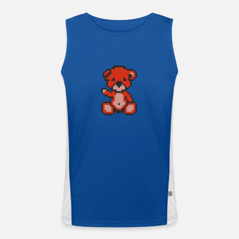 Pixel Bear Pepper - Men's Functional Contrast Tank Top  - royal/white