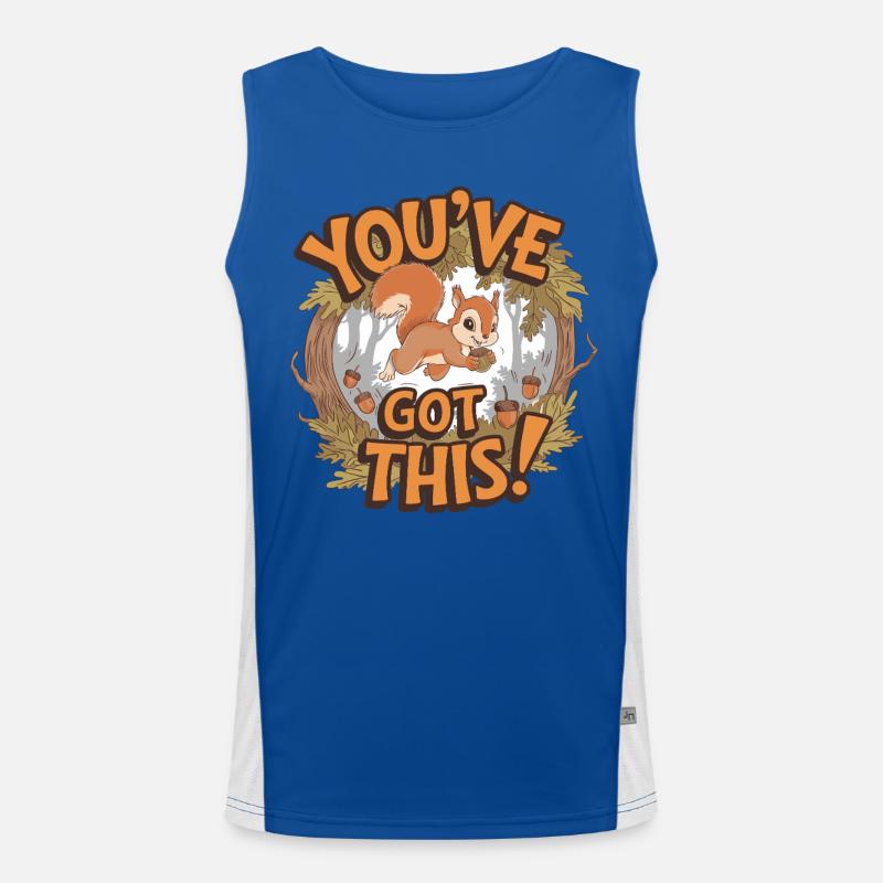 Du Schaffst Das! Eichhörnchen Mit Eichel Funktionelles Kontrast-Tank Top für Männer 