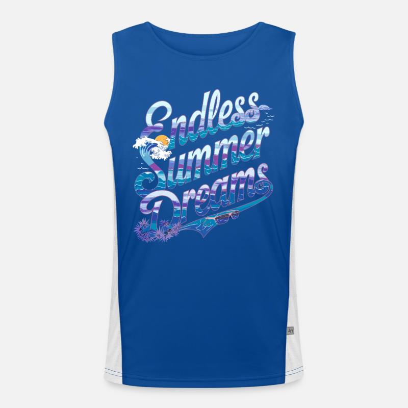 Endless Summer Dreams Waves Sunset Palm Trees Men's Functional Contrast Tank Top 