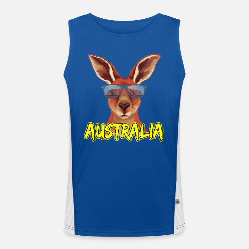Cooles Känguru Mit Sonnenbrille Australien Design Funktionelles Kontrast-Tank Top für Männer 