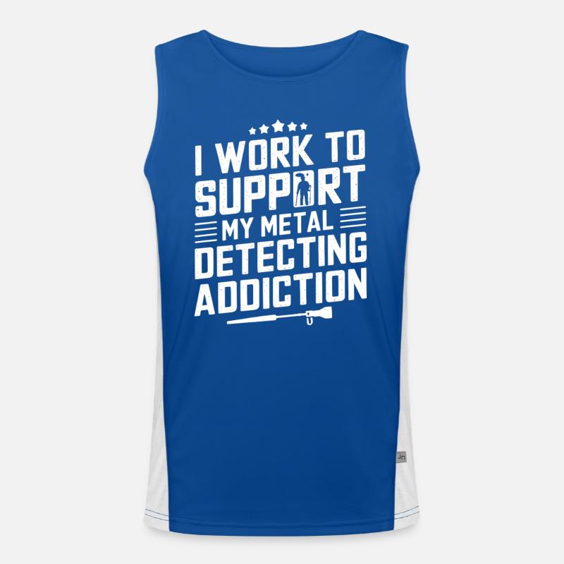 I Work To Support My Metal Detecting Addiction Funktionelles Kontrast-Tank Top für Männer 