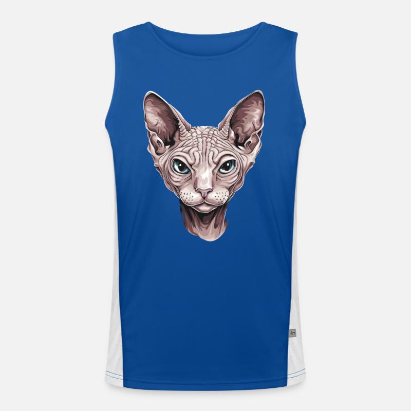 Fascinating Sphinx Cat Portrait Artwork Men's Functional Contrast Tank Top 
