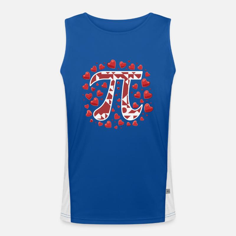 Pi symbol surrounded by hearts for Men's Functional Contrast Tank Top 