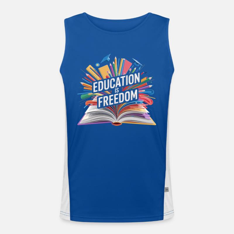 Education is freedom creative representation for Men's Functional Contrast Tank Top 
