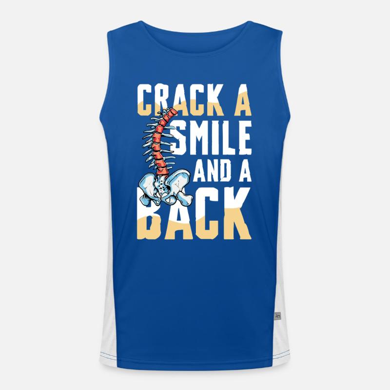 Crack A Smile And A Back Wirbelsäule Humor Funktionelles Kontrast-Tank Top für Männer 