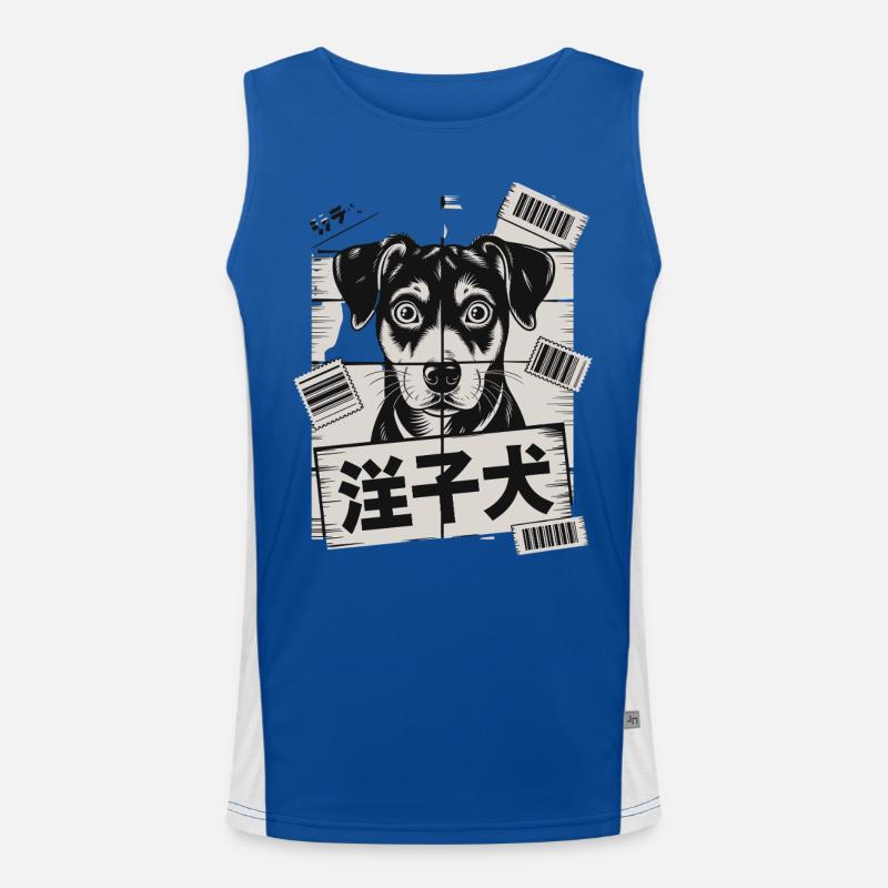 Chien mignon avec affiche de code-barres Débardeur respirant contrasté Homme 