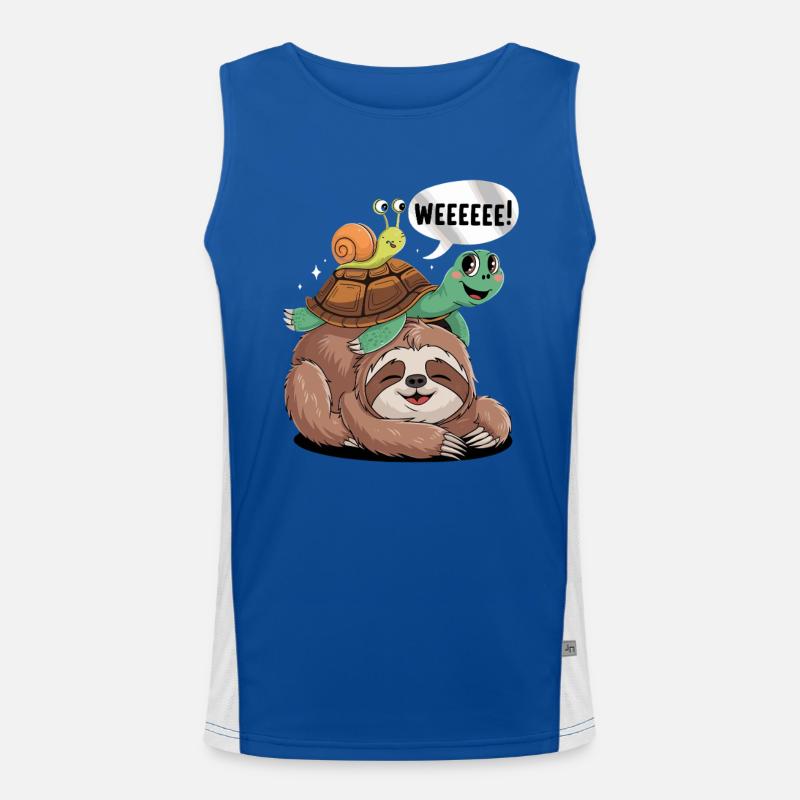 Happy sloth, turtle and snail Men's Functional Contrast Tank Top 