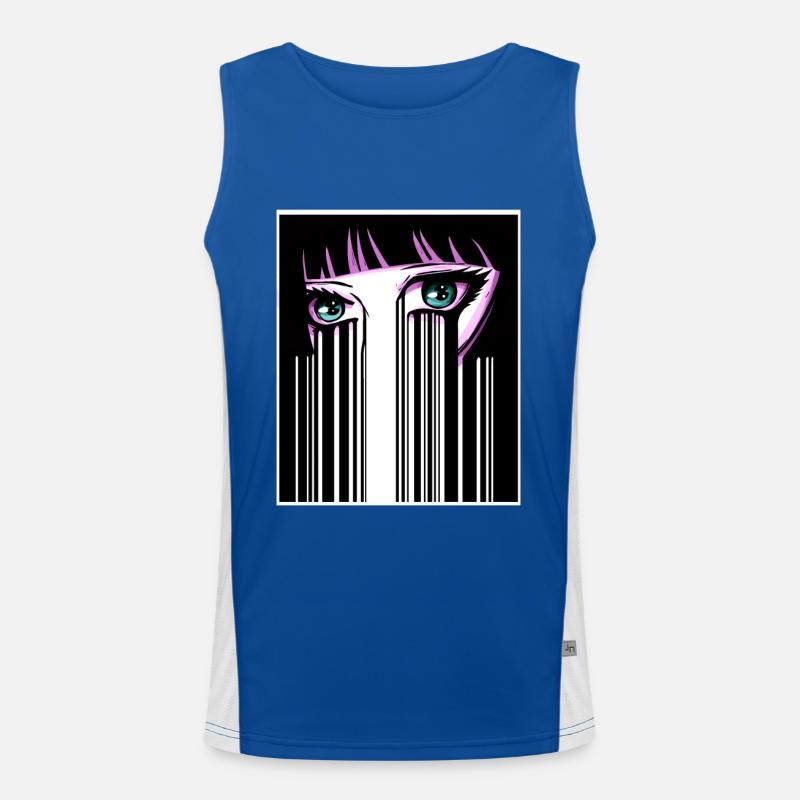 Anime Eyes Japon Code-barres Débardeur respirant contrasté Homme 