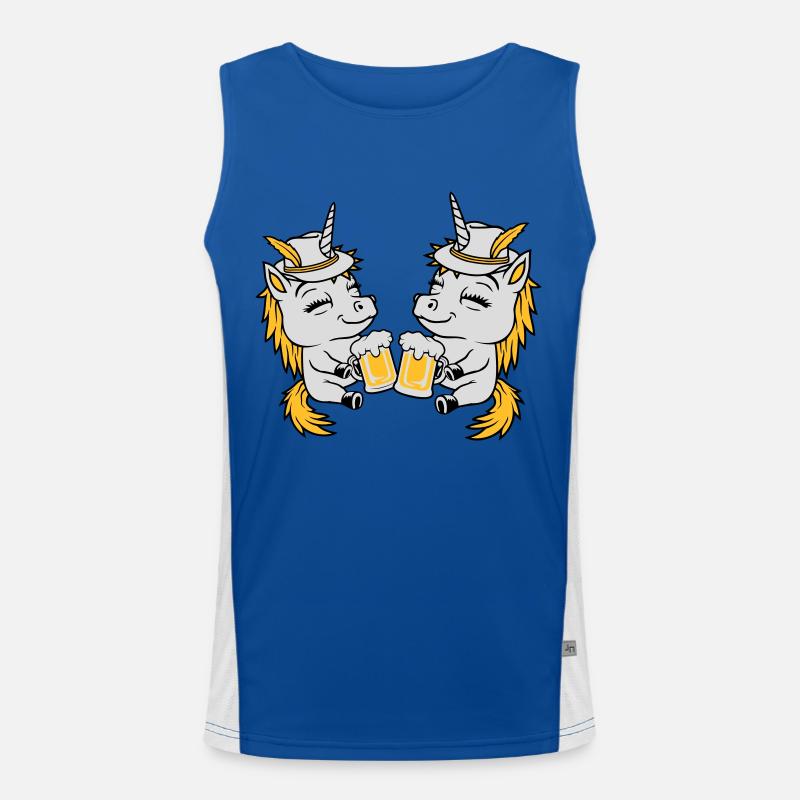 Einhorn Freunde Bier Anstoßen Funktionelles Kontrast-Tank Top für Männer 