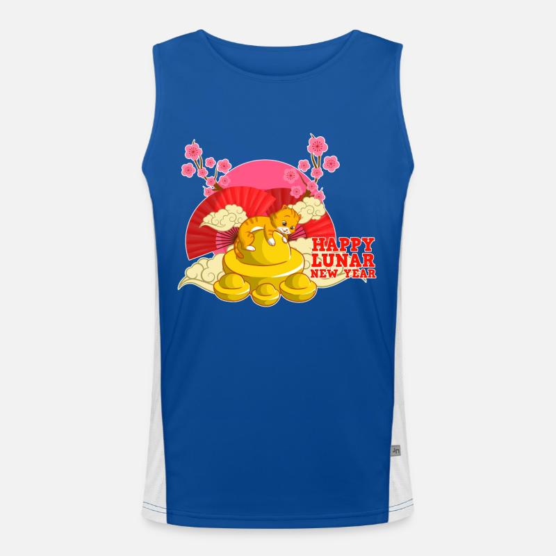 Vietnamesisches Neujahr Katze 2023 I Geschenk Funktionelles Kontrast-Tank Top für Männer 