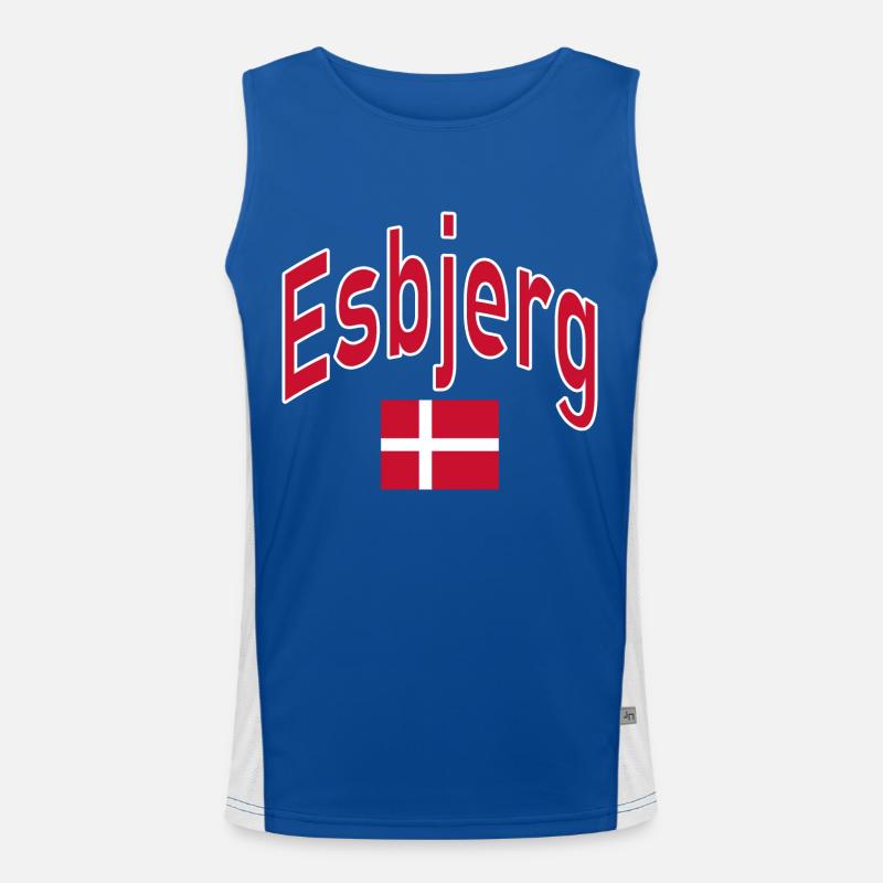Esbjerg Danemark drapeau Débardeur respirant contrasté Homme 