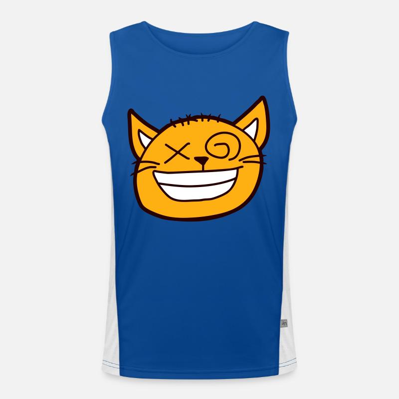 Insane Cat Squints Funny Crazy Grimace Men's Functional Contrast Tank Top 