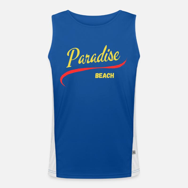 Paradise Beach Shirt Design Funktionelles Kontrast-Tank Top für Männer