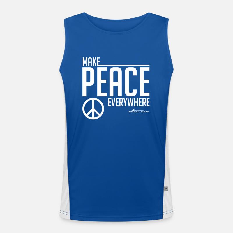 Peace everywhere white Men's Functional Contrast Tank Top 