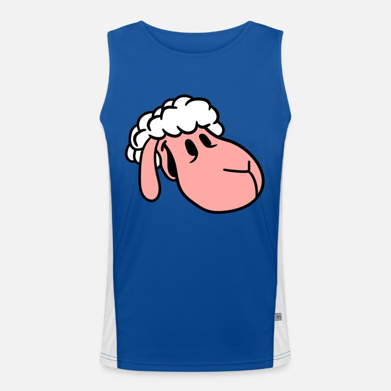 Schaf Gesicht Kopf Süß Niedlich Lamm Cool Comic Funktionelles Kontrast-Tank Top für Männer 
