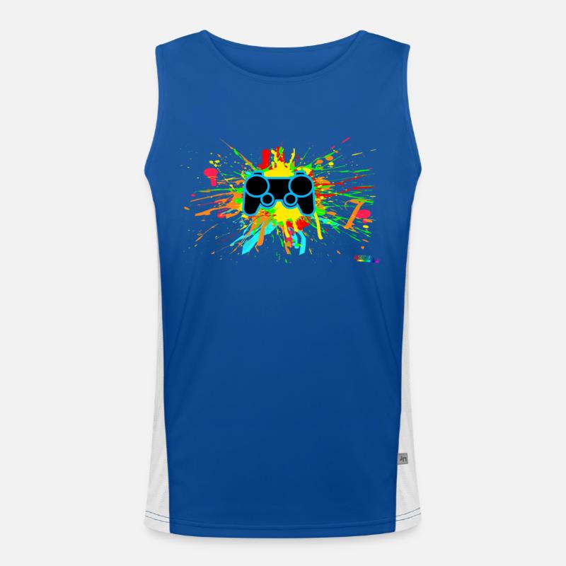 Controller Splatter Gamer Men's Functional Contrast Tank Top 