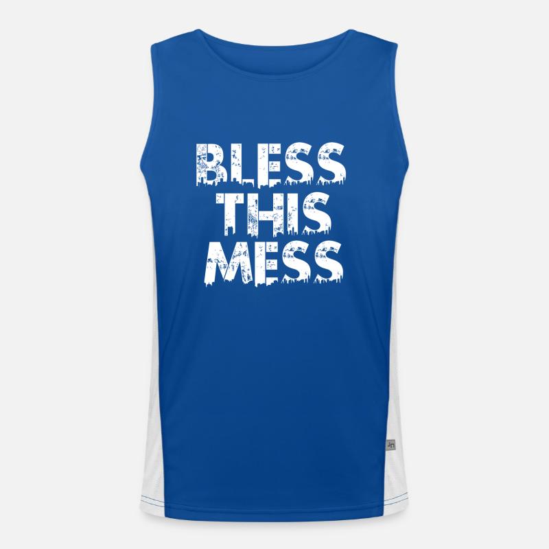 bless this mess white Men's Functional Contrast Tank Top 