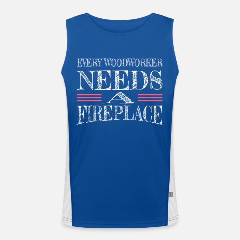 funny woodworking daddesign - Men's Functional Contrast Tank Top  - royal/white