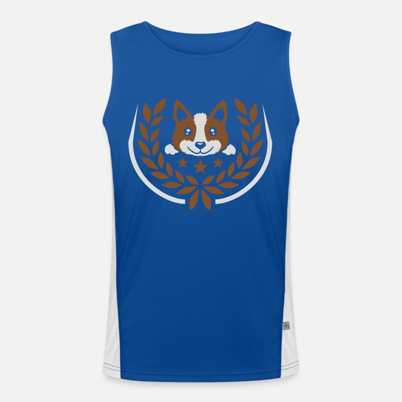 Emblem laurel wreath dog design - Men's Functional Contrast Tank Top - royal/white