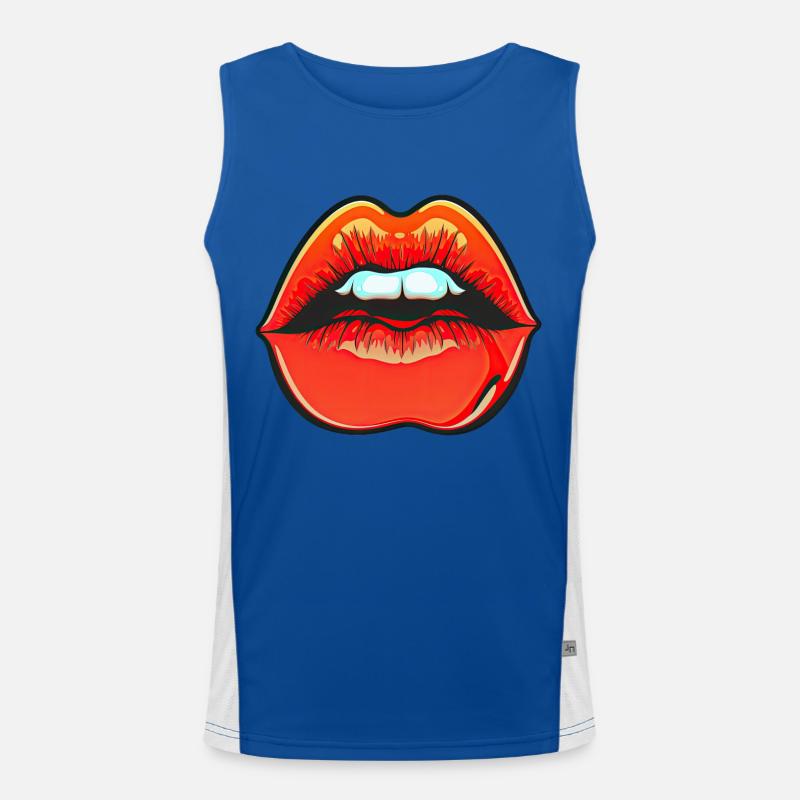 Teasing Red Lipstick Lips Men's Functional Contrast Tank Top 