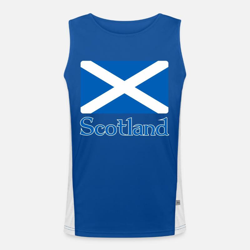 Skottlands flagg med tekst - Funksjonell kontrast-singlet for menn  - kongeblå/hvit