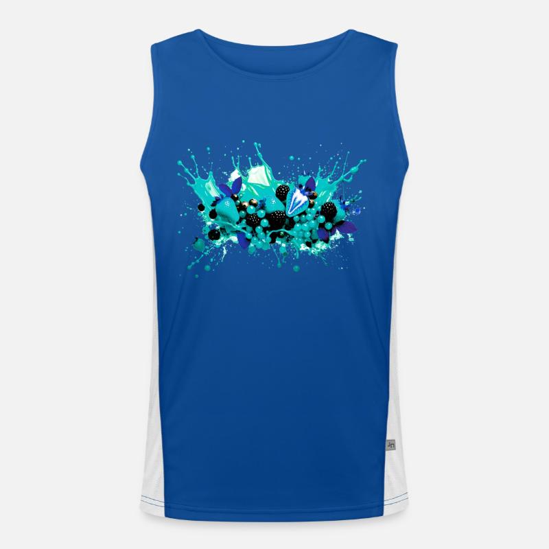Obst,illustration,graffiti,Früchte,blaue Erdbeeren Funktionelles Kontrast-Tank Top für Männer 