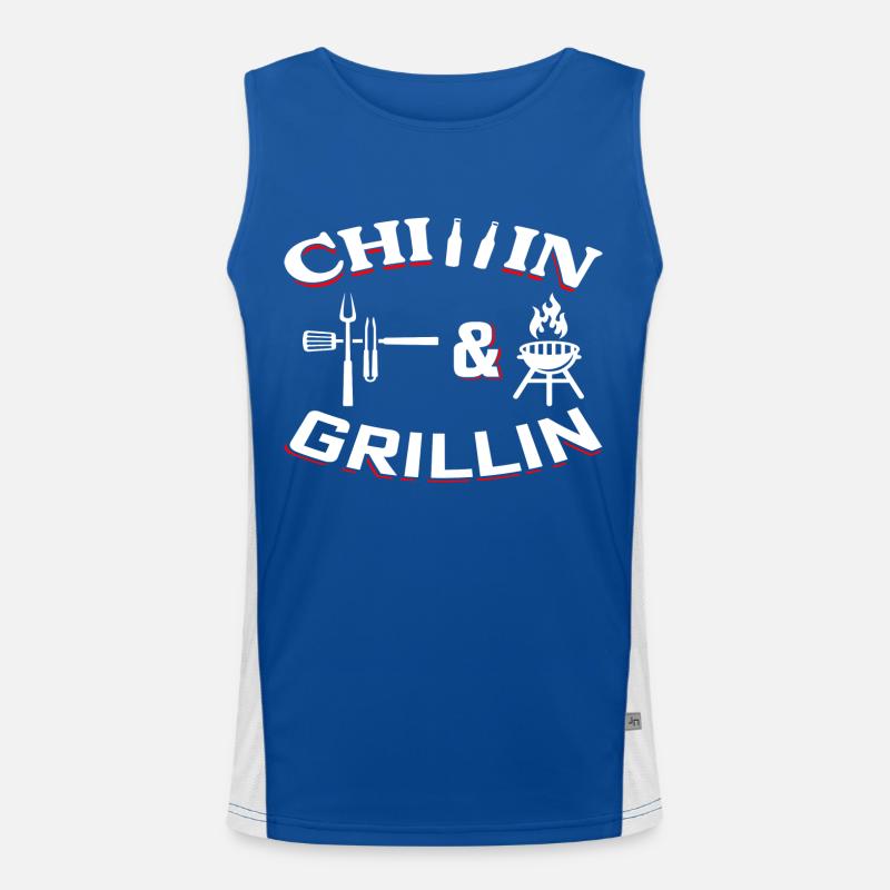 Chillin and Grillin - Men's Functional Contrast Tank Top  - royal/white