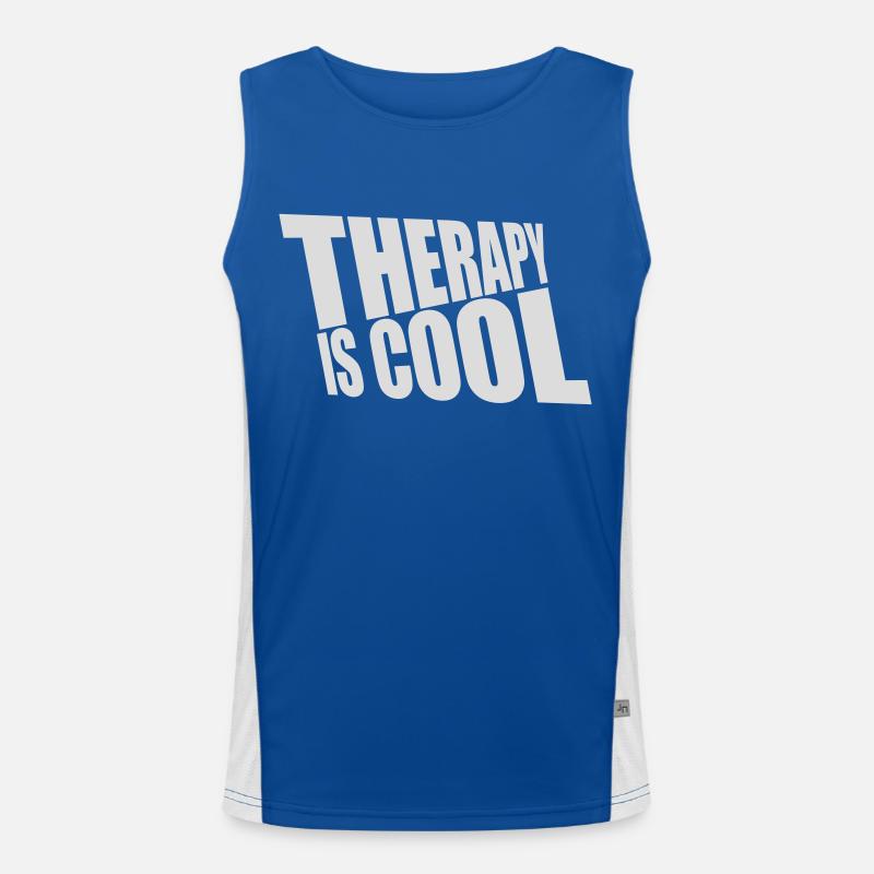 therapy is cool Quote - Men's Functional Contrast Tank Top  - royal/white