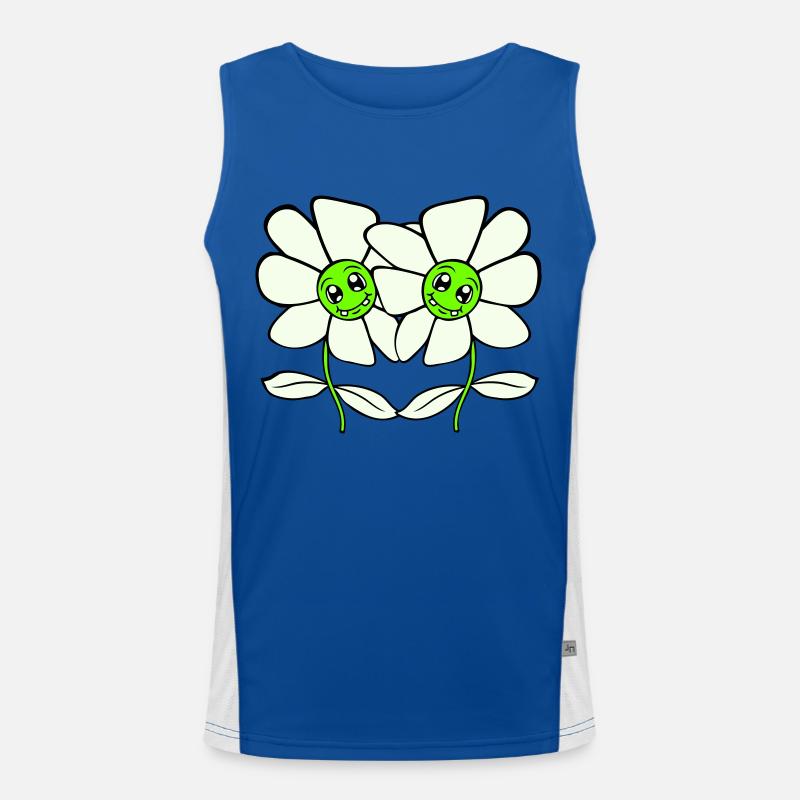 Zwei Hübsche Schöne Blümchen Blumen Blüten Freunde Funktionelles Kontrast-Tank Top für Männer 
