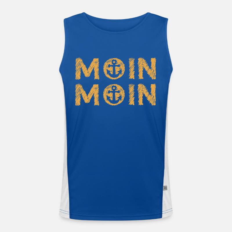 Moin Anker Nordsee Gekritzel Geschenkidee Orange Funktionelles Kontrast-Tank Top für Männer 