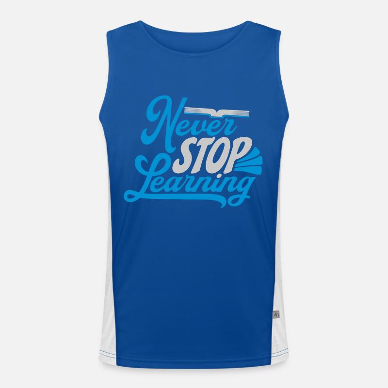 never stop learning Zitat Funktionelles Kontrast-Tank Top für Männer 