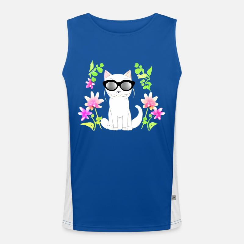 Katze mit blume Funktionelles Kontrast-Tank Top für Männer 