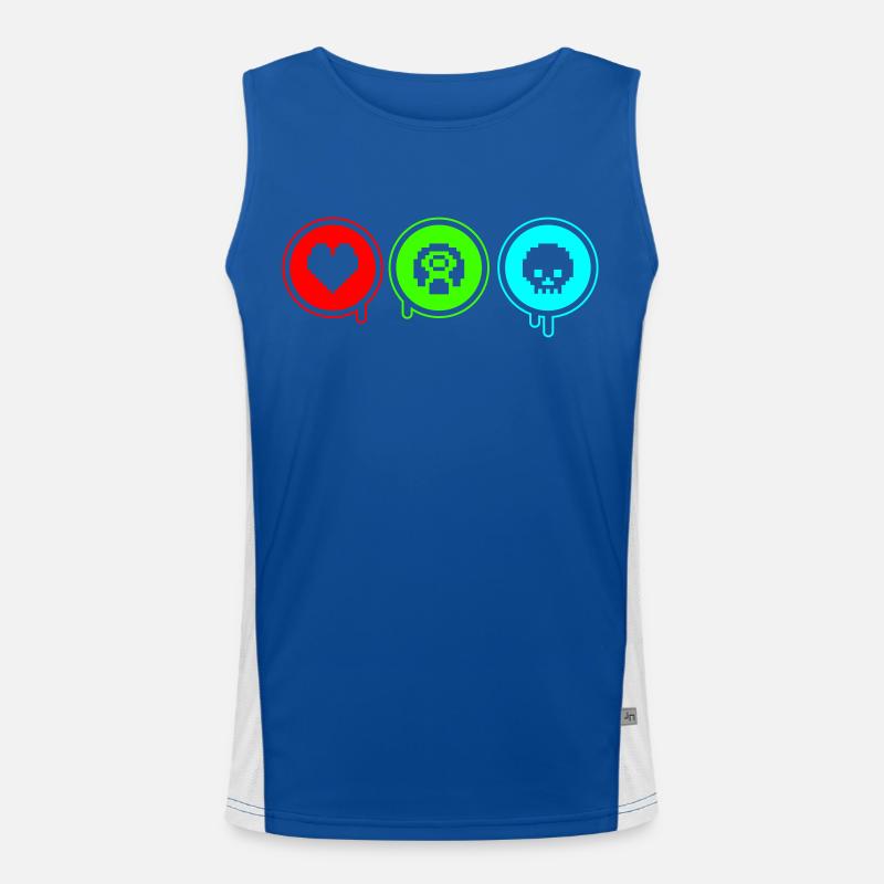 Love, Retro, Death | Printing color freely selectable! Men's Functional Contrast Tank Top 