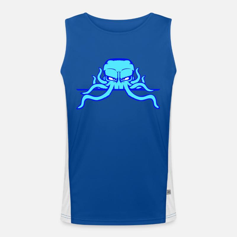 Oktopus Kraken Schild hinter Mauer Tasche Rahmen Funktionelles Kontrast-Tank Top für Männer 