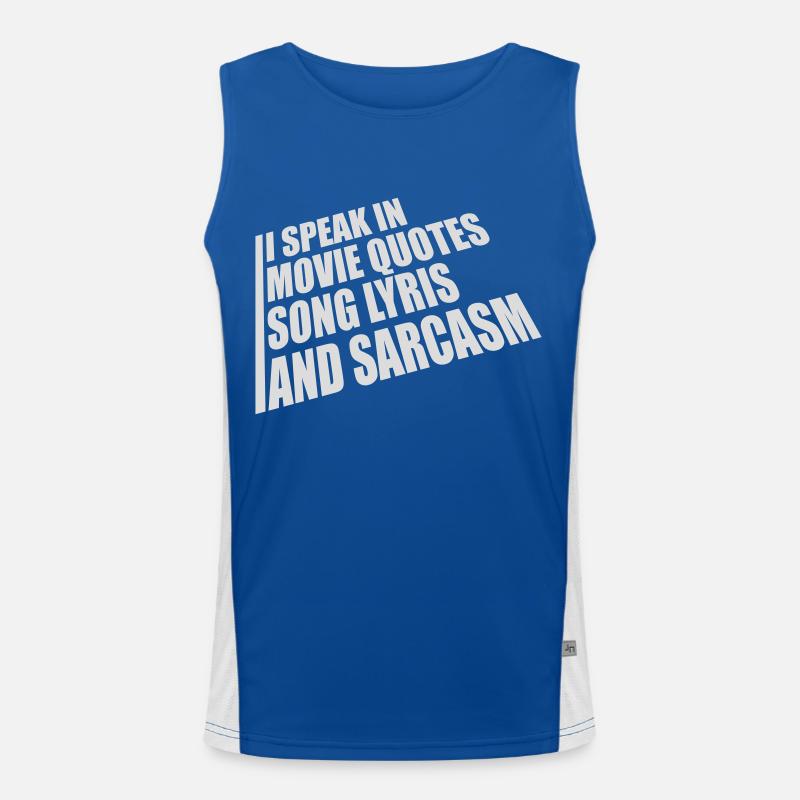 speak lyrics and sarcasm - Men's Functional Contrast Tank Top  - royal/white